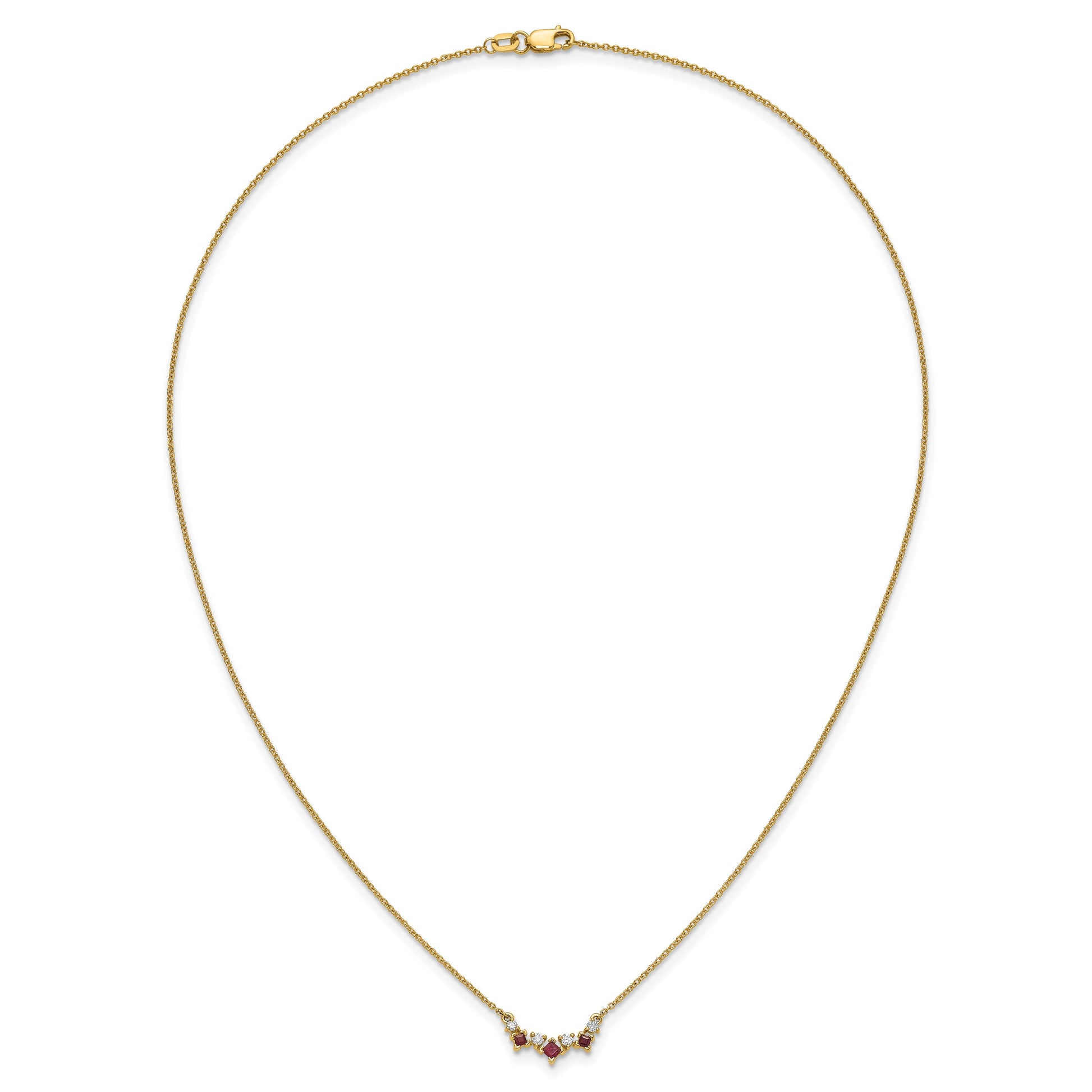 14k Princess Ruby and Diamond 18 inch Necklace