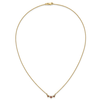 14k Princess Ruby and Diamond 18 inch Necklace