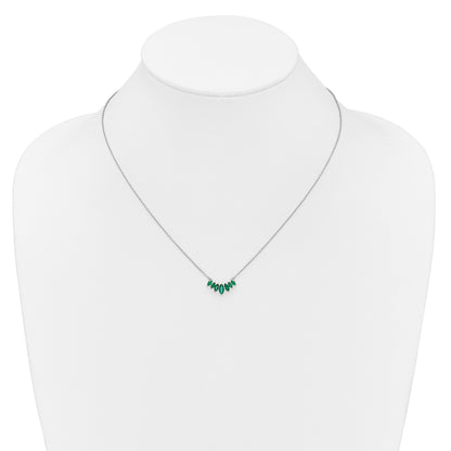 14k White Gold Graduated Marquise Emerald 18 inch Necklace