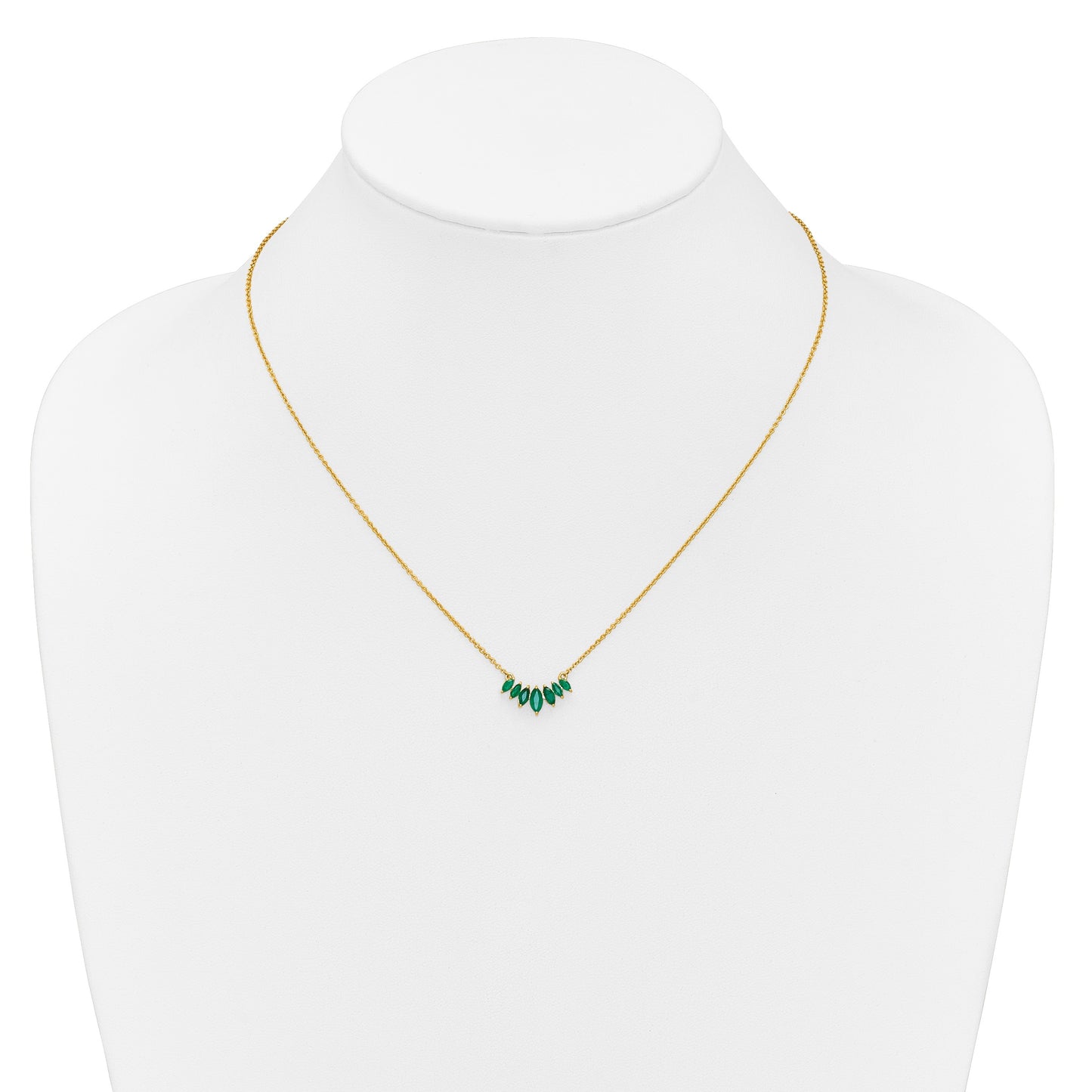 14k Graduated Marquise Emerald 18 inch Necklace