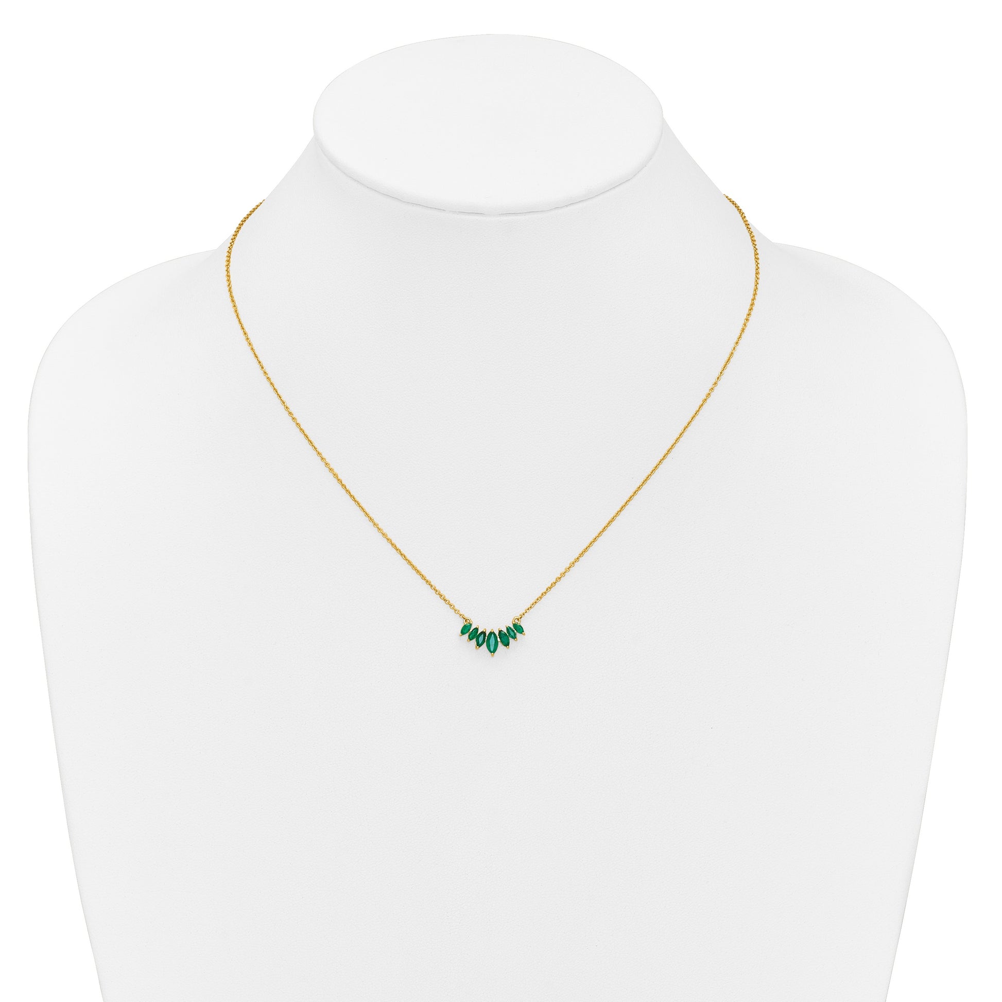 14k Graduated Marquise Emerald 18 inch Necklace