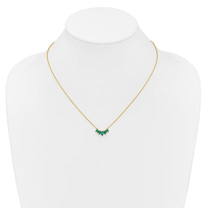 14k Graduated Marquise Emerald 18 inch Necklace