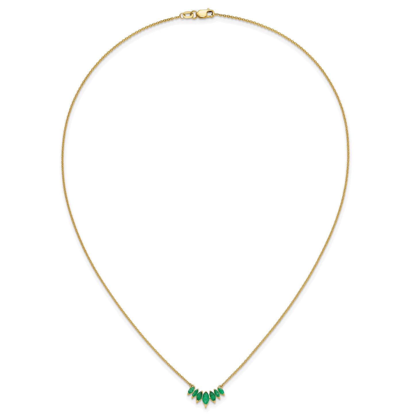 14k Graduated Marquise Emerald 18 inch Necklace
