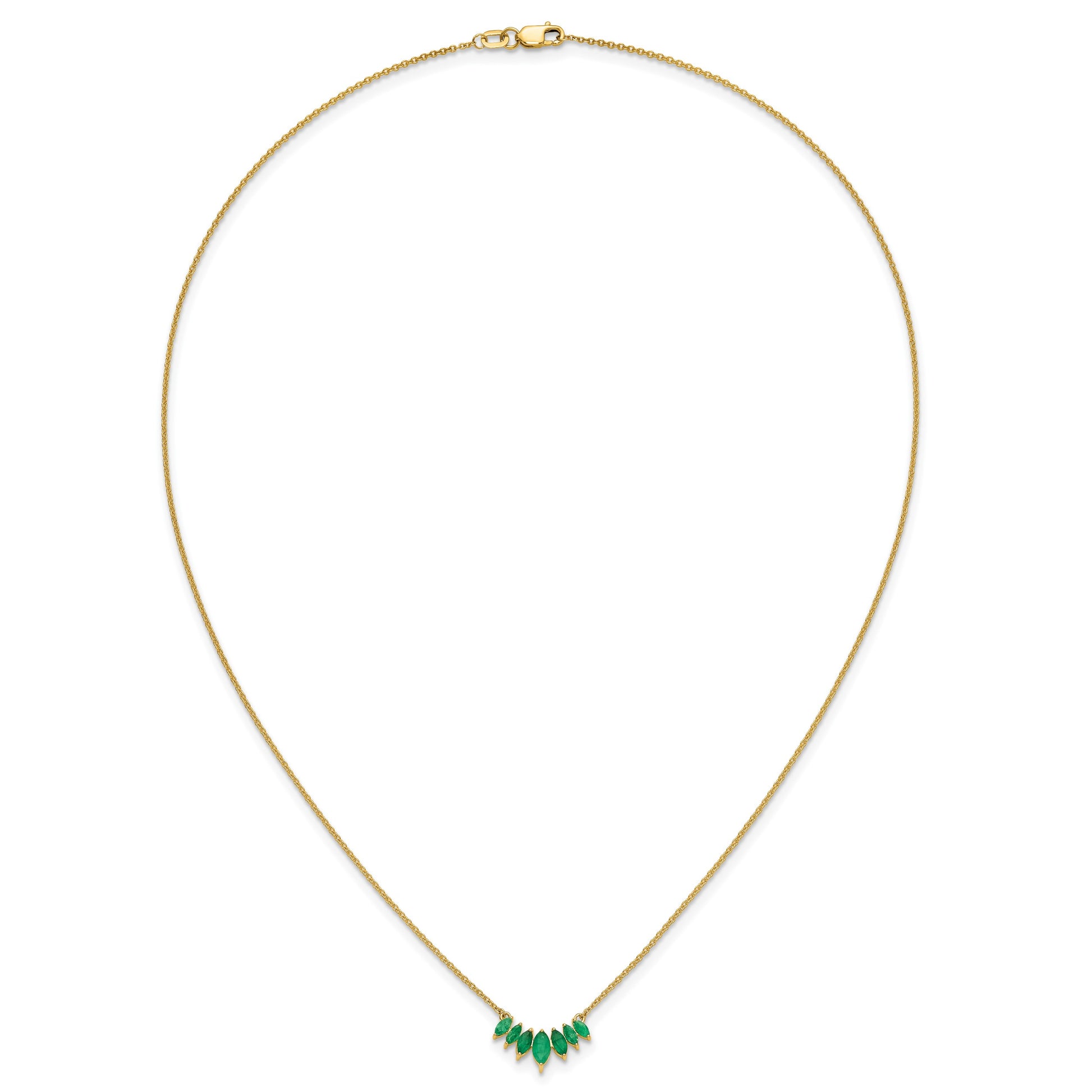 14k Graduated Marquise Emerald 18 inch Necklace