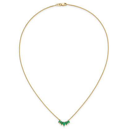 14k Graduated Marquise Emerald 18 inch Necklace
