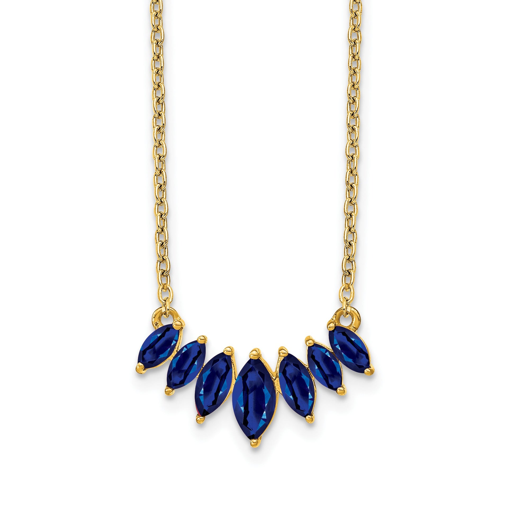 14k Graduated Marquise Sapphire 18 inch Necklace