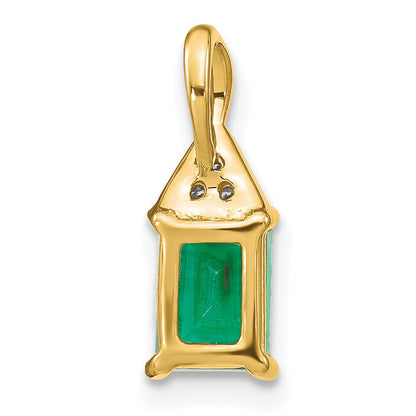 14k Rectangle Emerald and Diamond Pendant