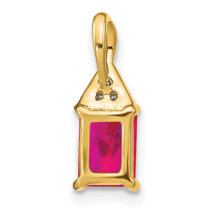 14k Emerald-shape Ruby and Diamond Pendant