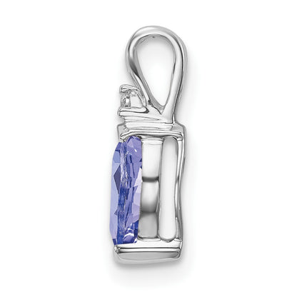 14k White Gold 7x5mm Pear Tanzanite and Diamond Pendant
