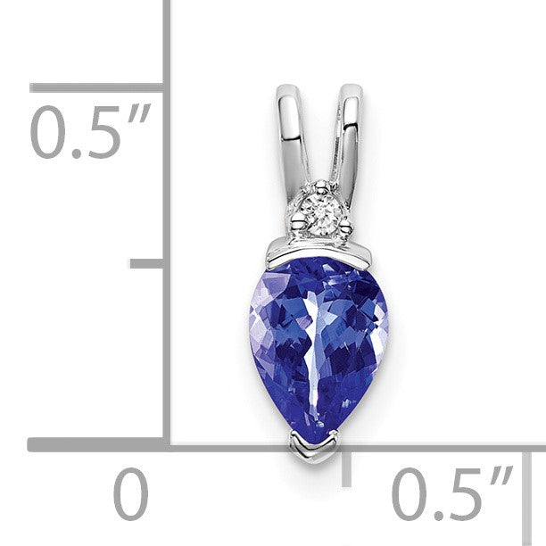 14k White Gold 7x5mm Pear Tanzanite and Diamond Pendant