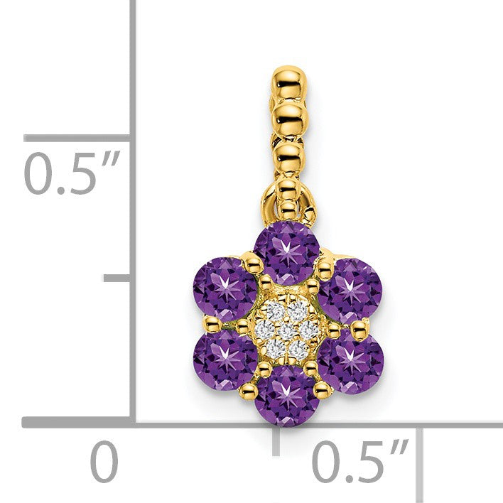 14k Amethyst and Diamond Floral Pendant