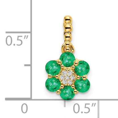 14k Emerald and Diamond Floral Pendant