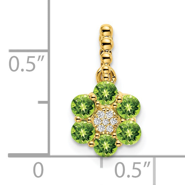 14k Peridot and Diamond Floral Pendant