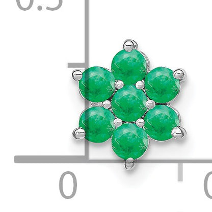 14k White Gold Emerald Floral Chain Slide