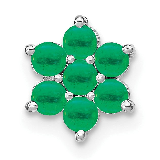 14k White Gold Emerald Floral Chain Slide