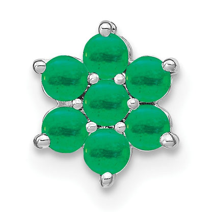 14k White Gold Emerald Floral Chain Slide