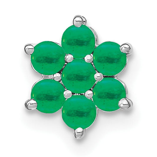 14k White Gold Emerald Floral Chain Slide