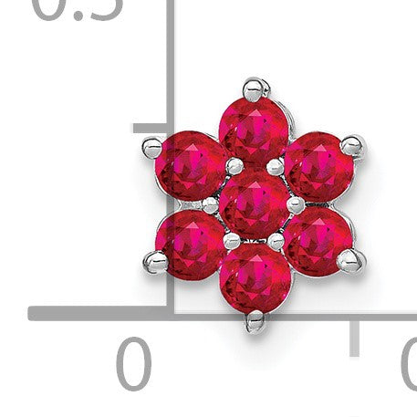 14k White Gold Ruby Floral Chain Slide