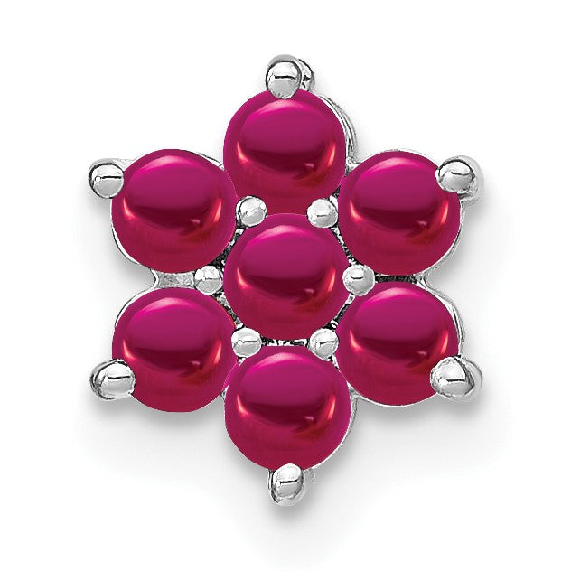 14k White Gold Ruby Floral Chain Slide