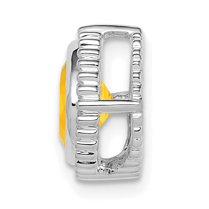 14k White Gold 6.5mm Cushion Citrine Beaded Edge Chain Slide