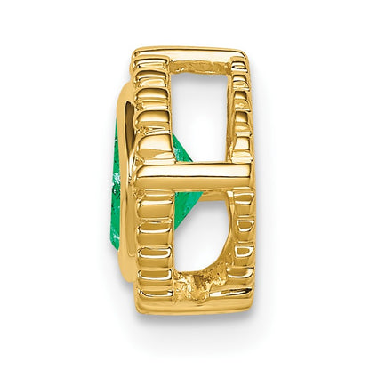 14k Cushion Emerald Beaded Edge Chain Slide