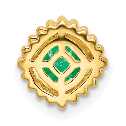 14k Cushion Emerald Beaded Edge Chain Slide