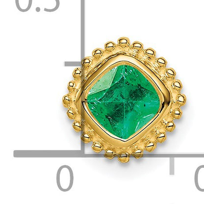 14k Cushion Emerald Beaded Edge Chain Slide