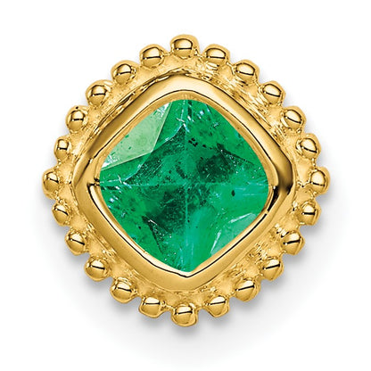14k Cushion Emerald Beaded Edge Chain Slide