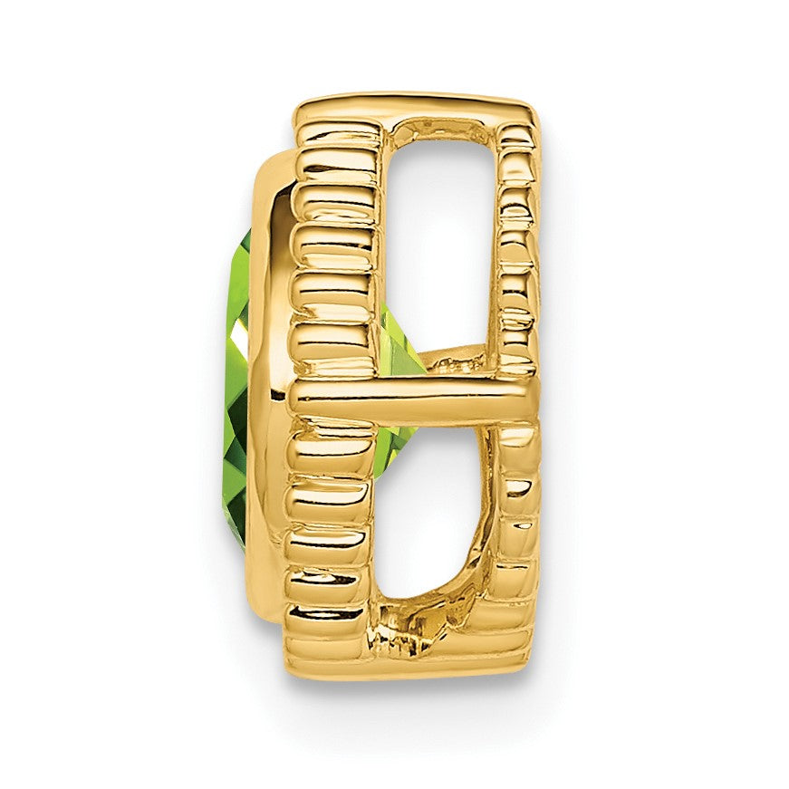 14k 6.5mm Cushion Peridot Beaded Edge Chain Slide