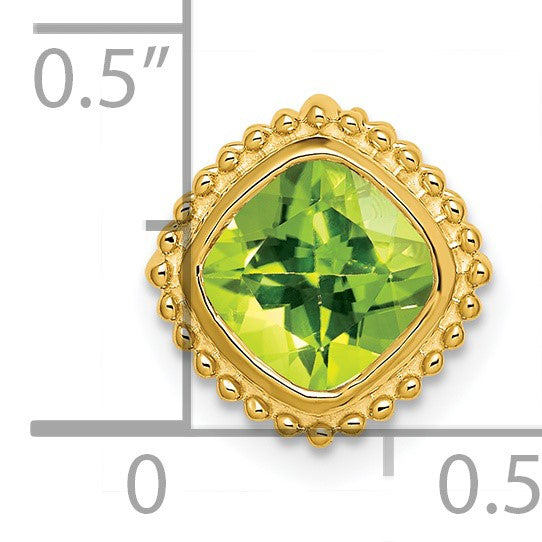 14k 6.5mm Cushion Peridot Beaded Edge Chain Slide