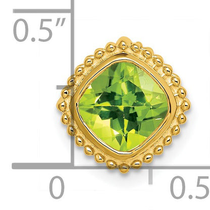 14k 6.5mm Cushion Peridot Beaded Edge Chain Slide
