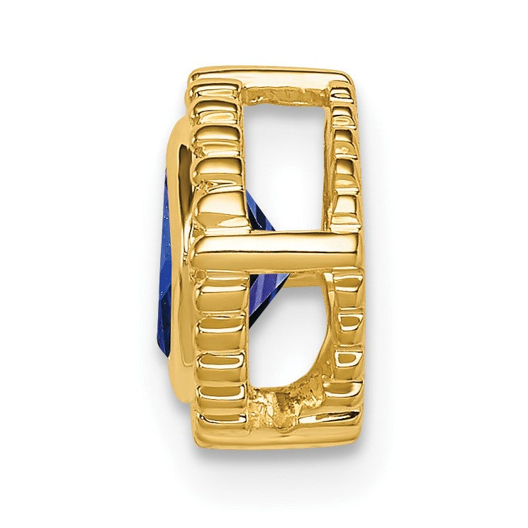 14k Cushion Sapphire Beaded Edge Chain Slide