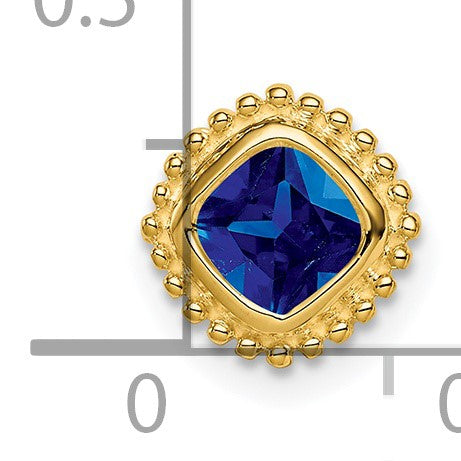 14k Cushion Sapphire Beaded Edge Chain Slide