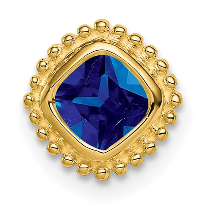 14k Cushion Sapphire Beaded Edge Chain Slide