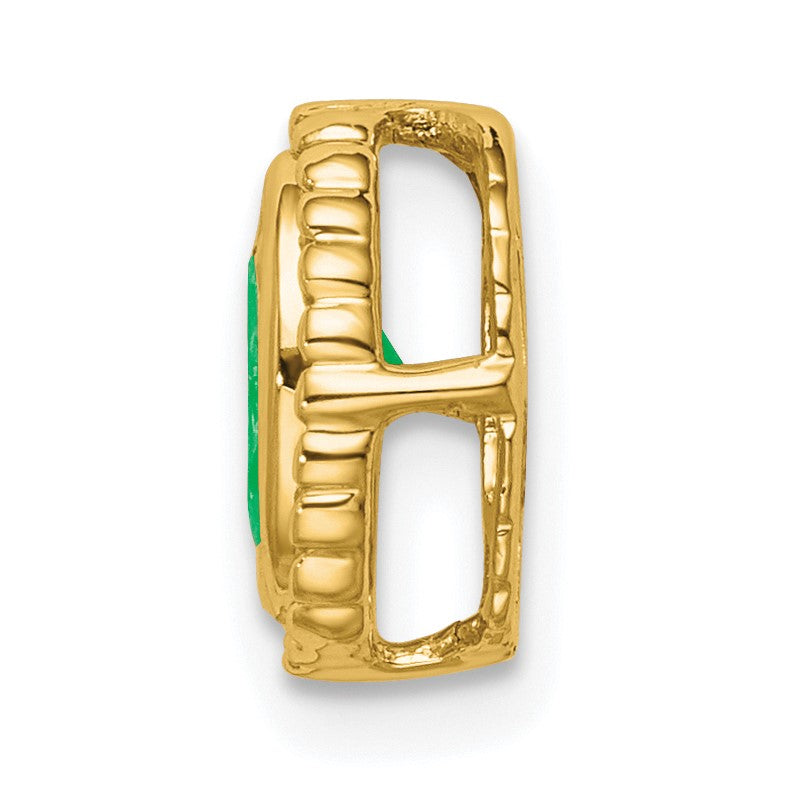 14k Oval Emerald Beaded Edge Chain Slide