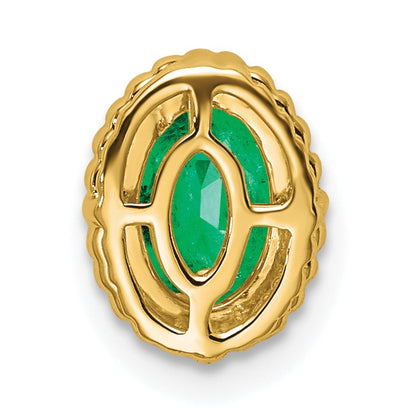 14k Oval Emerald Beaded Edge Chain Slide