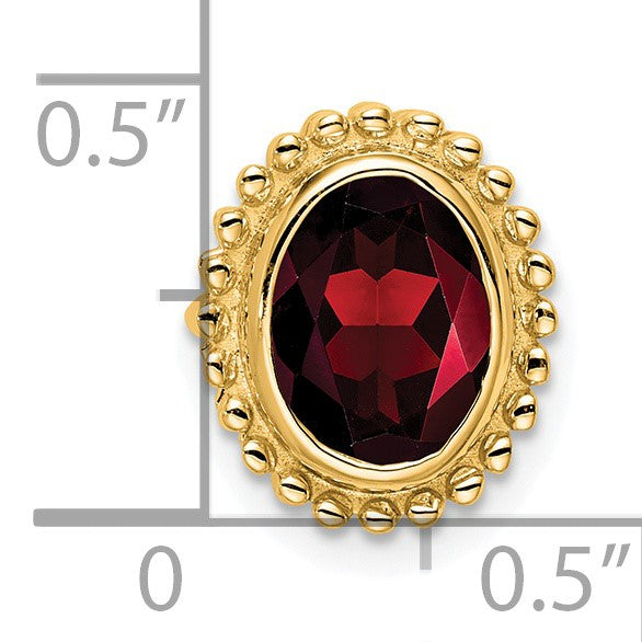 14k 8x6mm Oval Garnet Beaded Edge Chain Slide