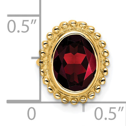 14k 8x6mm Oval Garnet Beaded Edge Chain Slide
