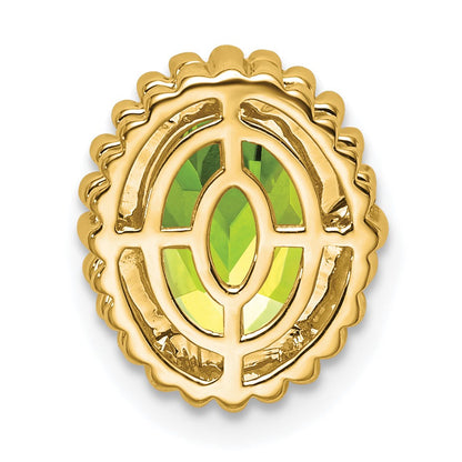 14k 8x6mm Oval Peridot Beaded Edge Chain Slide