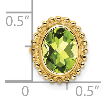 14k 8x6mm Oval Peridot Beaded Edge Chain Slide