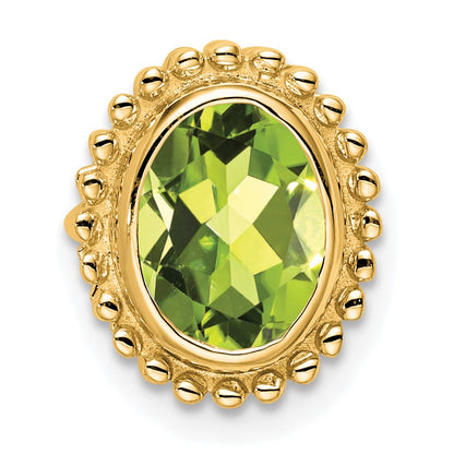 14k 8x6mm Oval Peridot Beaded Edge Chain Slide