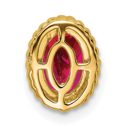 14k Oval Ruby Beaded Edge Chain Slide