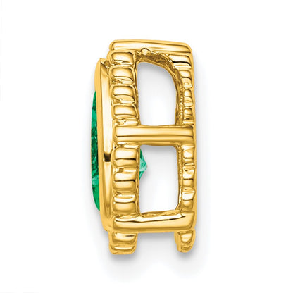 14k Pear Emerald Beaded Edge Chain Slide