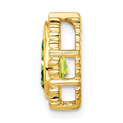 14k 9x6mm Pear Peridot Beaded Edge Chain Slide