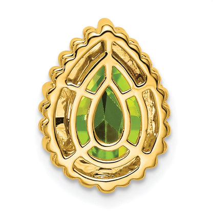 14k 9x6mm Pear Peridot Beaded Edge Chain Slide