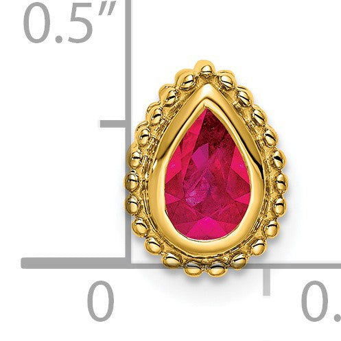14k Pear Ruby Beaded Edge Chain Slide