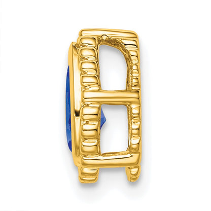 14k Pear Sapphire Beaded Edge Chain Slide