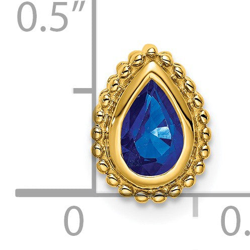 14k Pear Sapphire Beaded Edge Chain Slide