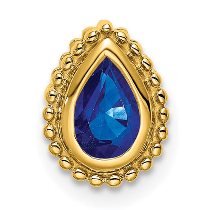14k Pear Sapphire Beaded Edge Chain Slide