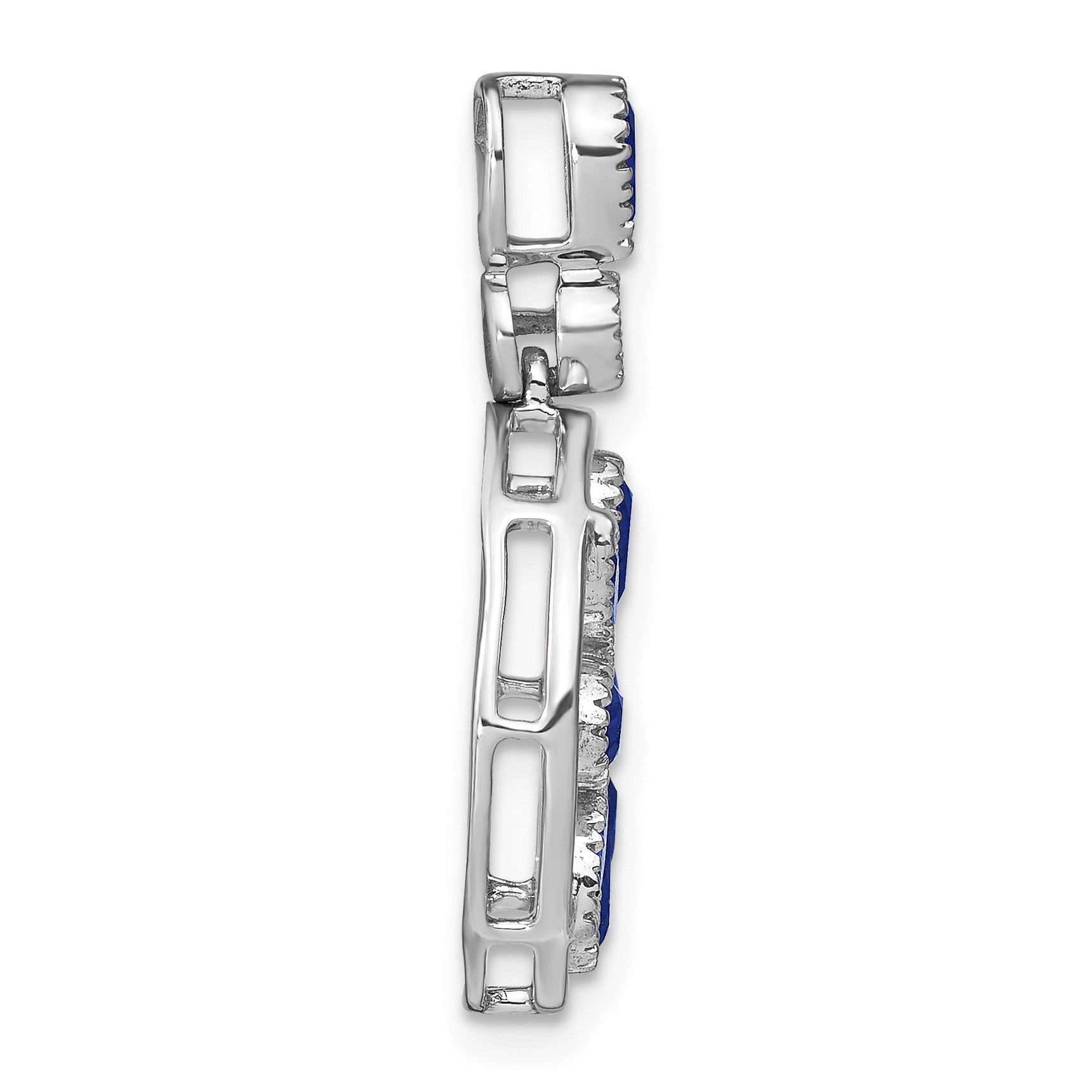 14k White Gold Pear and Marquise Sapphire and Diamond Circle Chain Slide